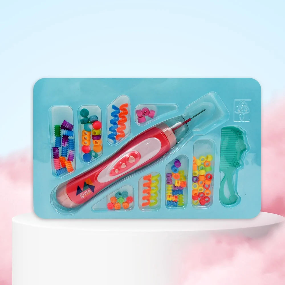 Hair Styling Clasp Clips Twisting Stringing Beads Kit For Girls Portable Hair Braider Machinehairstyle Braid Kit Diy Hair Styling Tool With Comb Rubber Button Beads And Beads