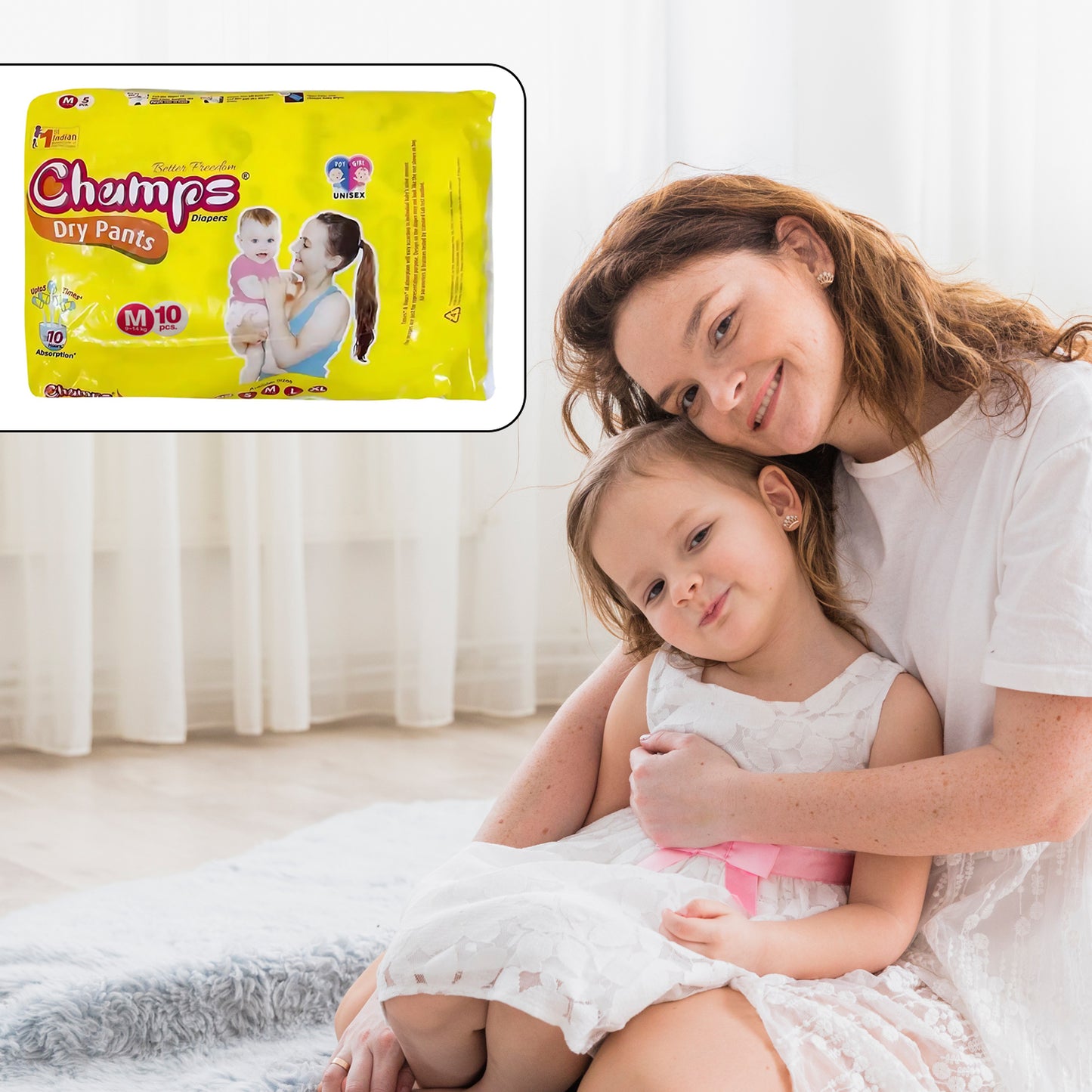 Medium Champs Dry Pants Style Diaper- Medium (10 Pcs) Best For Travel Absorption Champs Baby Diapers Champs Soft And Dry Baby Diaper Pants (M 10 Pcs )