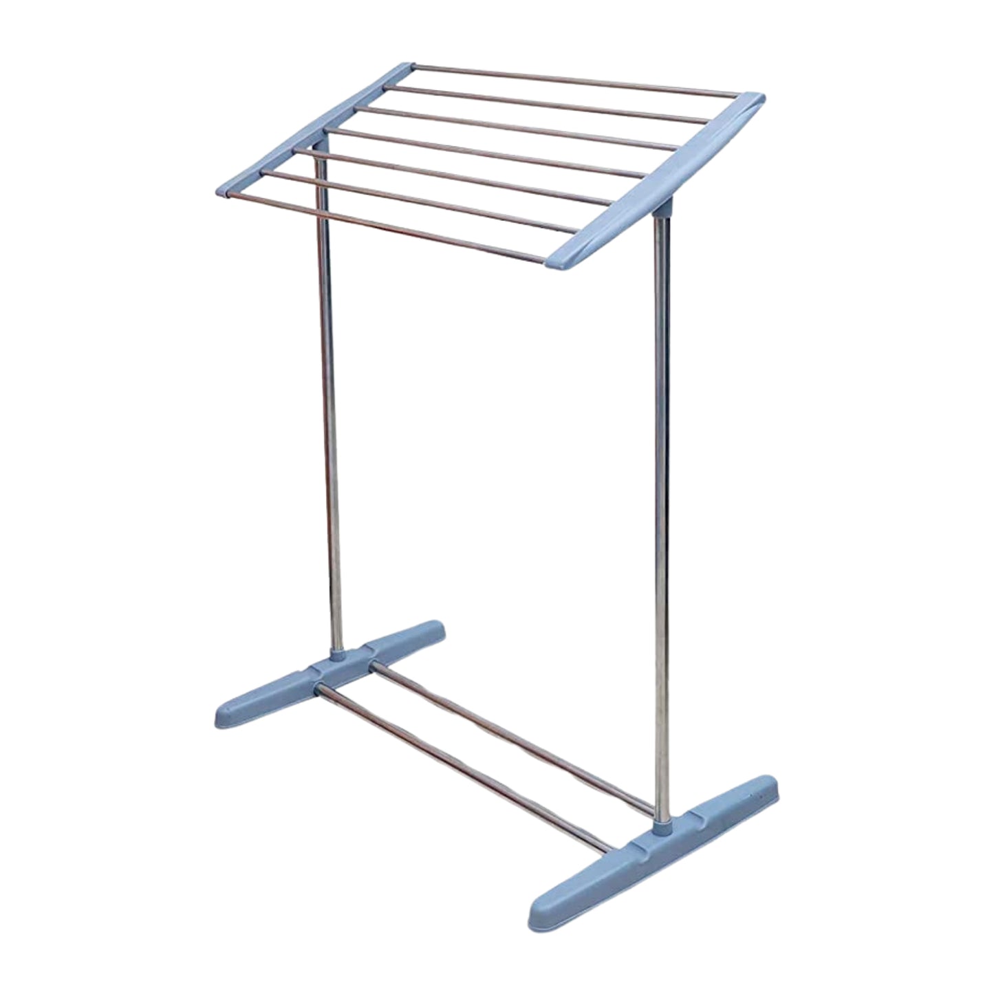 Multi-functional Single Tier Mobile Towel Foldable Rack For Cloth And Towel Stainless Steel And Plastic Made Mobile Towel And Cloth Rack Holder Indoor Outdoor Standing Movable Cloth Dryer Rack Balcony Cloth Drying Stand