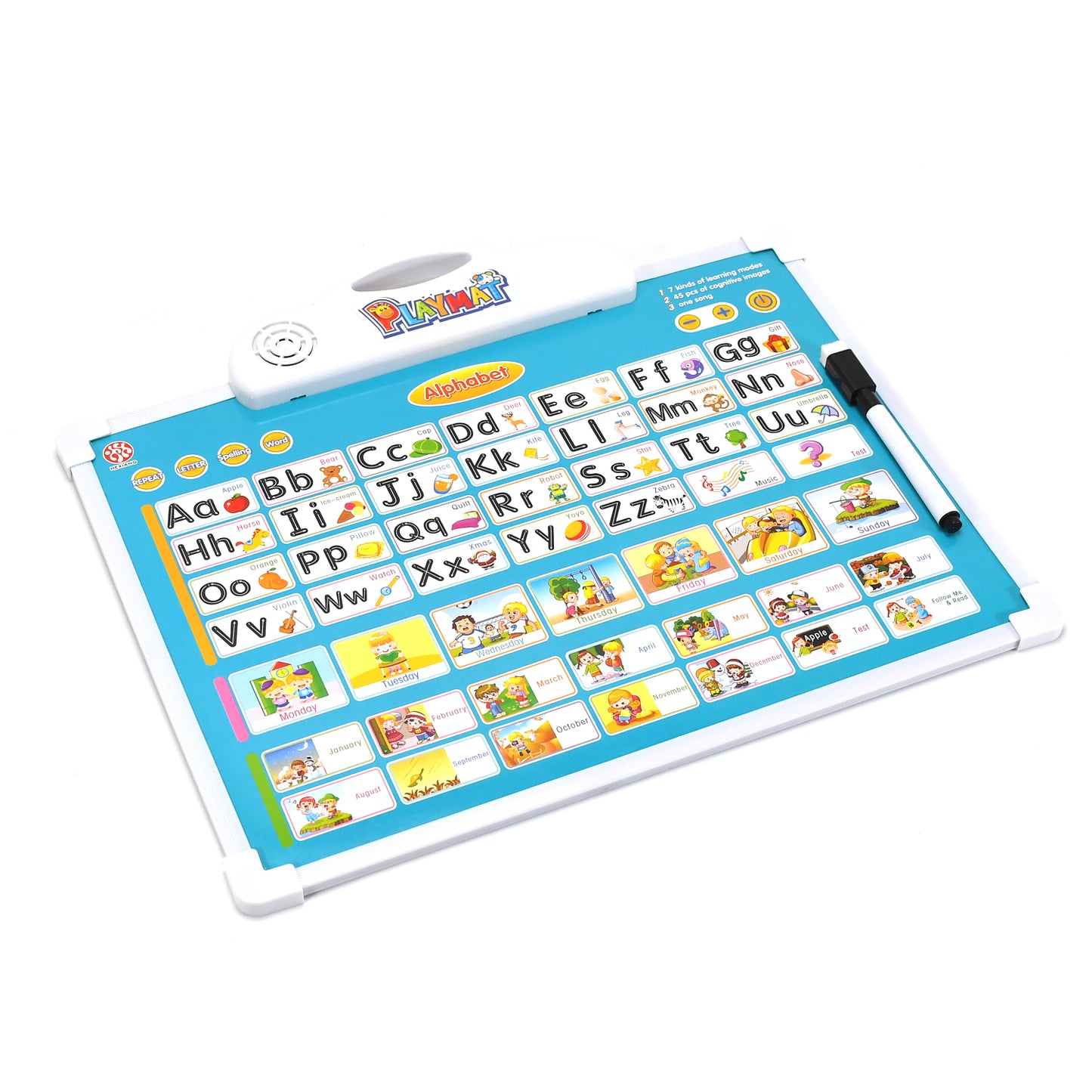 Learning Board 2in1 - Educational Pad For Kids Musical Board For Alphabet Abc Learning Toy Play Mat Drawing With One Doodle Pen
