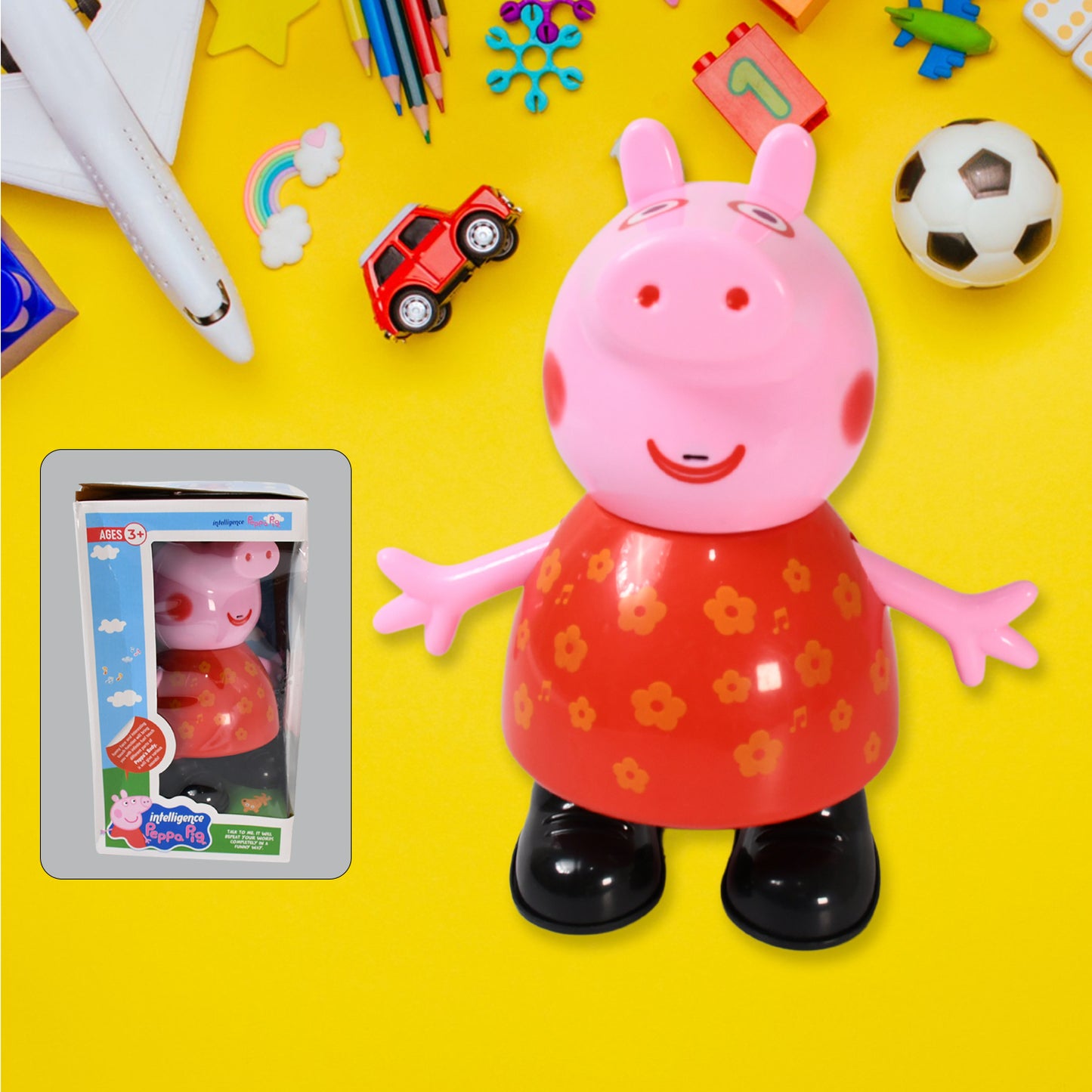 Pig Children Play Toy Pretend Play Toy Fun Gift For Kids Movable Hands Legs Pig Pretend Play Toy Set For Kids Children With Soft Rubber Material (1 Pc Battery Not Included)