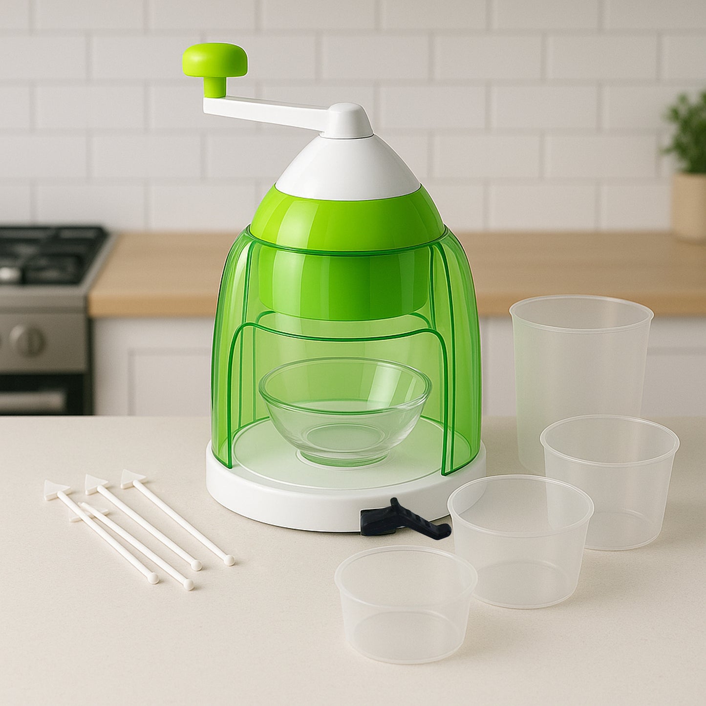 Manual Ice Crusher Snow Cone Maker With Hand Crank