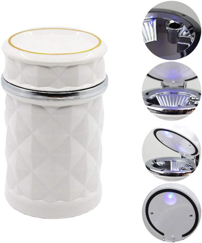 Car Cupholder Travel Ashtray With Lid And Led Light Portable With Blue Led Light Ideal Decorative Cigar Ash Bucket Cigarette Ashtray Car Waste Bin
