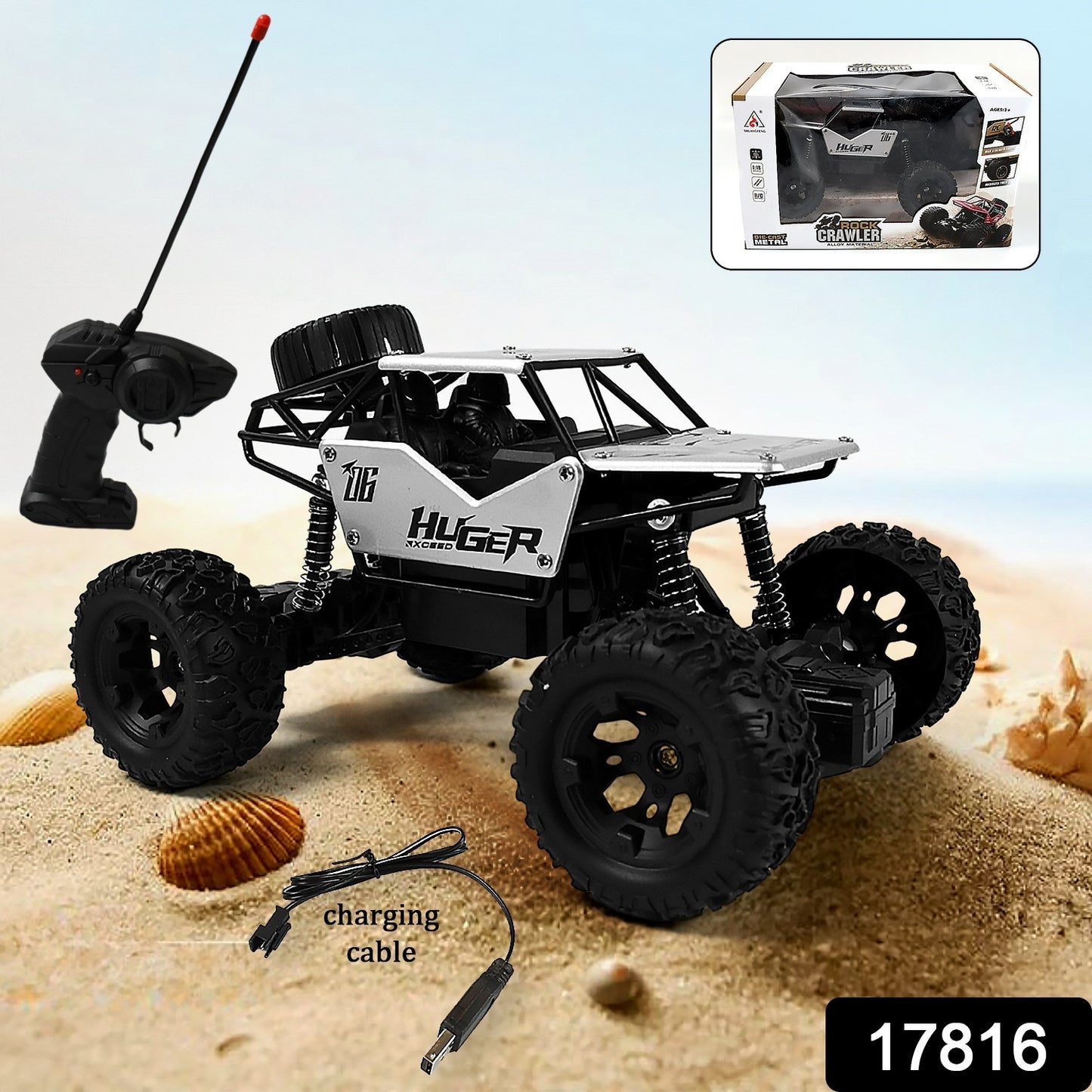1:18 Scale Rock Crawler Monster Rc Truck All Terrain Stunt Racing Car Rechargeable Indoor Outdoor Toy Car