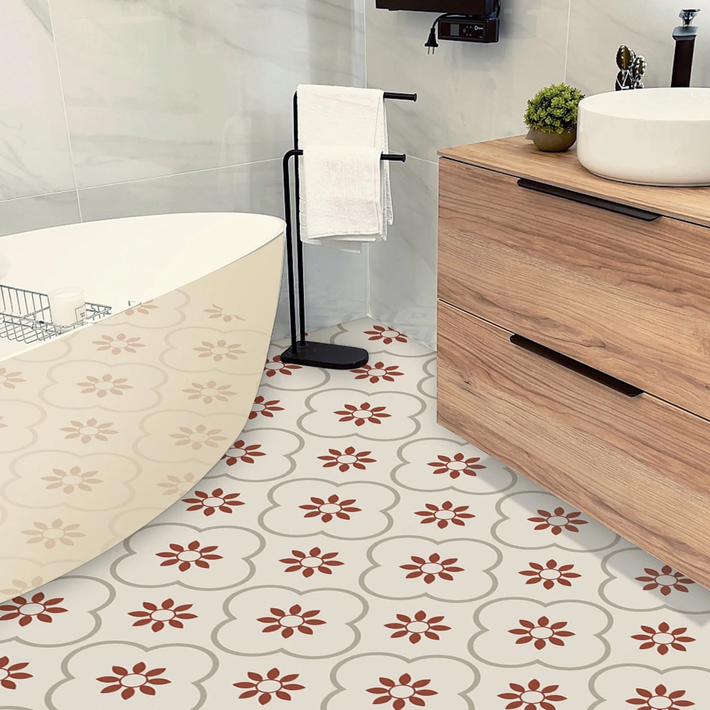 Peel And Stick Floor Tiles Kitchen Bathroom Backsplash Sticker Detachable Waterproof Diy Tile Stickers For Wall Decoration Tiles Home Decoration (8x8 Inch 1 Pc Tiles)