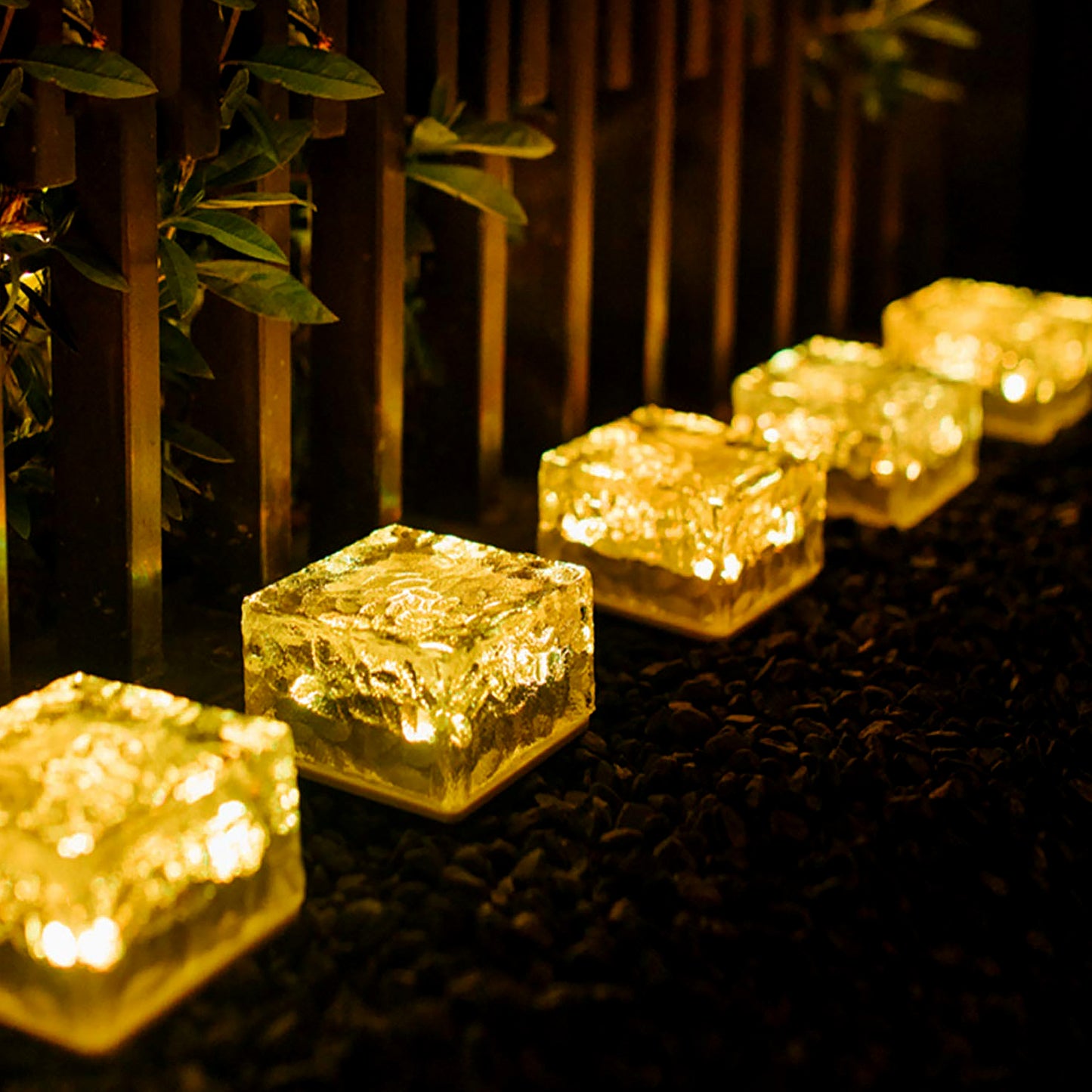 Solar Ice Cube Shaped Garden Light Ice Cube Shaped Garden Warm Light Outdoor Solar Garden Decorative Lights For Walkway Pathway Backyard Christmas Decoration Parties