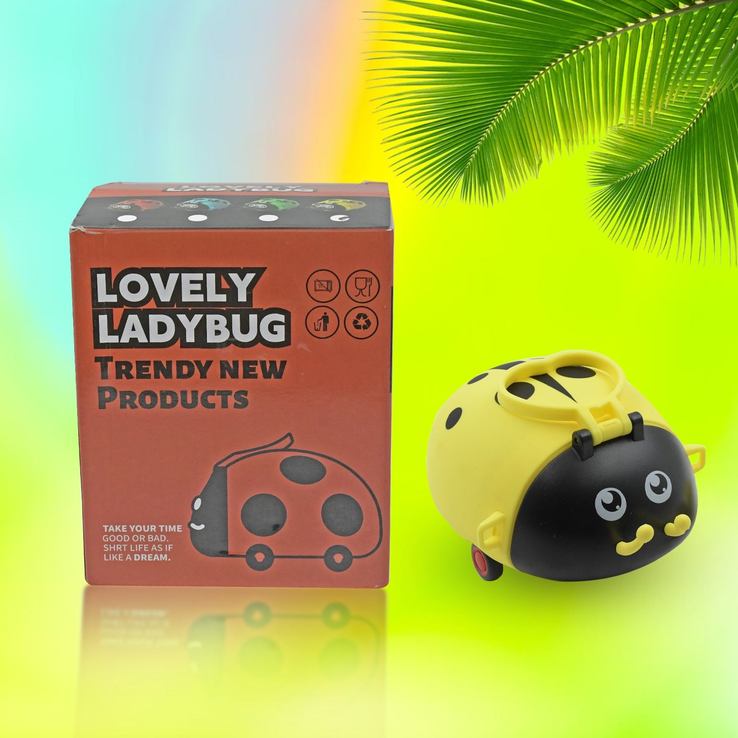 Cute Plastic Bug Shape Water Bottle With Adjustable Shoulder Strap 4 Wheel Straw Portable Drinking Cup Water Bottle For Kids Water Bottle Return Gift For Kids Water Bottle With Straw School Kinds Water Bottle (1 Pc)