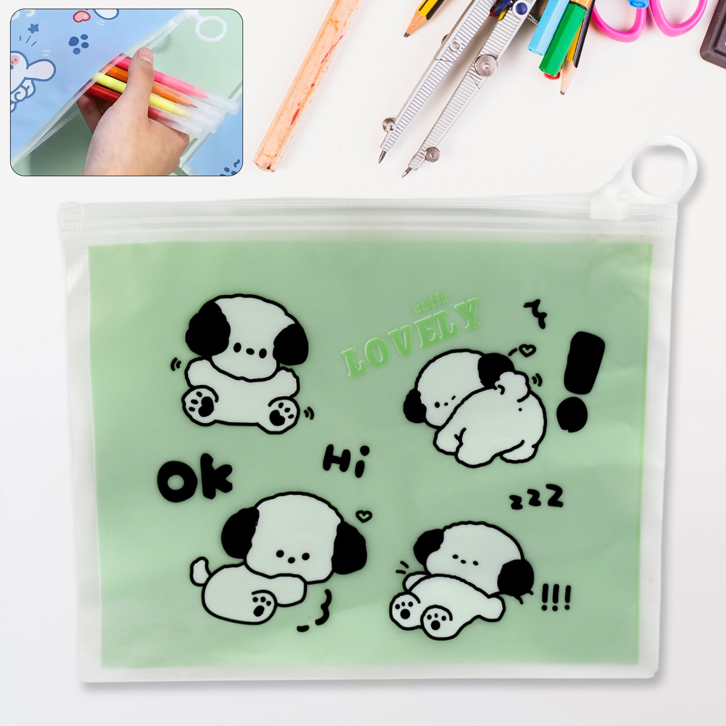 Reusable Multipurpose Pouch Pen Pencil Stationary Case Travel Boys Girls Pouch With Zip For Travel School Stationary (1 Pc)
