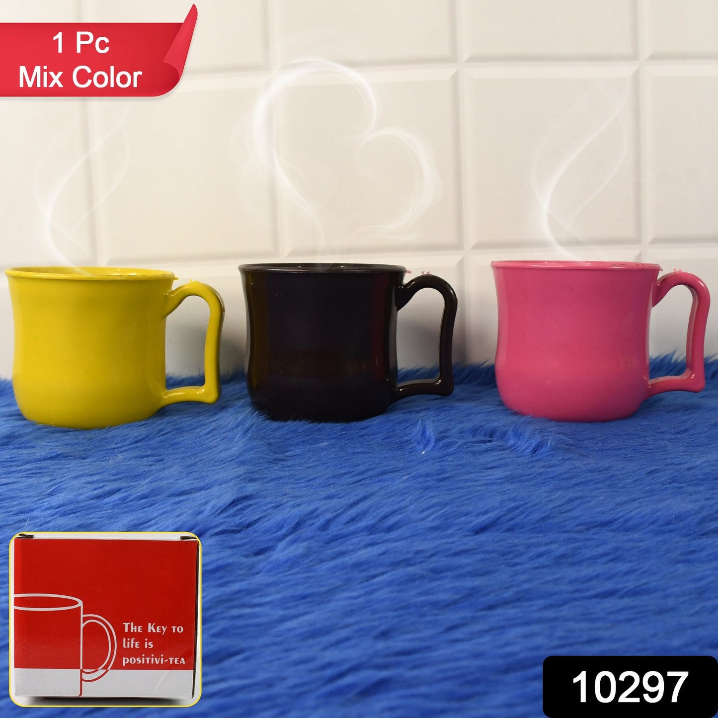 Premium Plastic Coffee Tea Cups Mug With Handle (1 Pc With Color Box Mix Color)