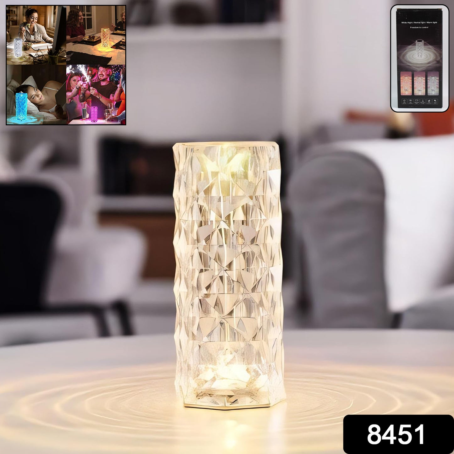 Premium Diamond Cut Crystal Table Lamp (1 Pc Without Remote Cable)