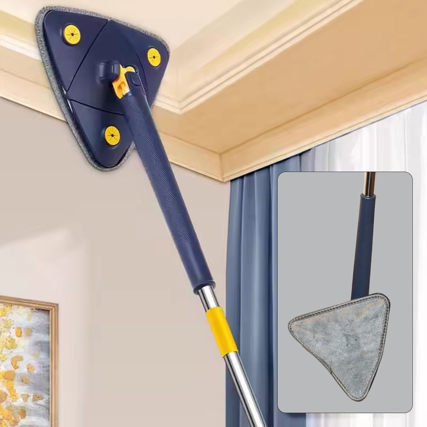 Rotatable Adjustable Triangle Cleaning Mop Triangle Mop With Stainless Steel Long Handle Push-pull Squeezing Cleaning Mop Dry Wet Mop For Floor Windows (1 Pc)