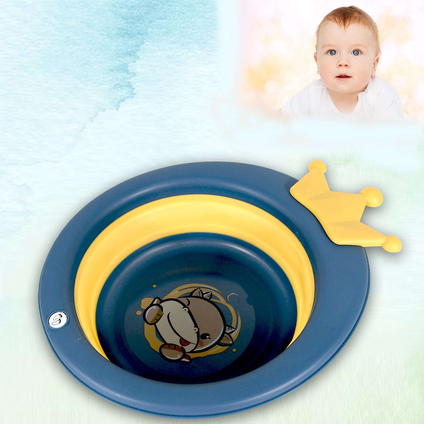Cartoon Shape Wash Basin Space Saving Multi Function Foldable Baby Wash Basin Easy Clean Lightweight Thicken For Washing Face For Home (33x31 Cm 1 Pc)