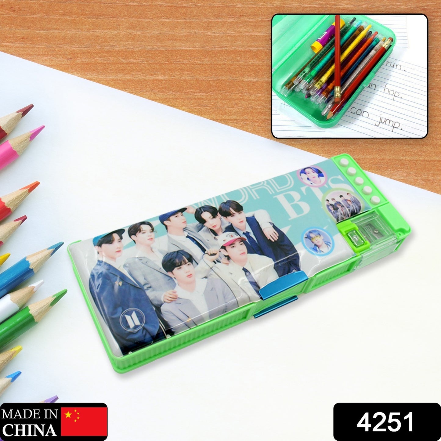 Multipurpose Compass Box Pencil Box With 2 Compartments For School Cartoon Printed Pencil Case For Kids Birthday Gift For Girls Boys Cartoon Printed Pencil Case For Kids.