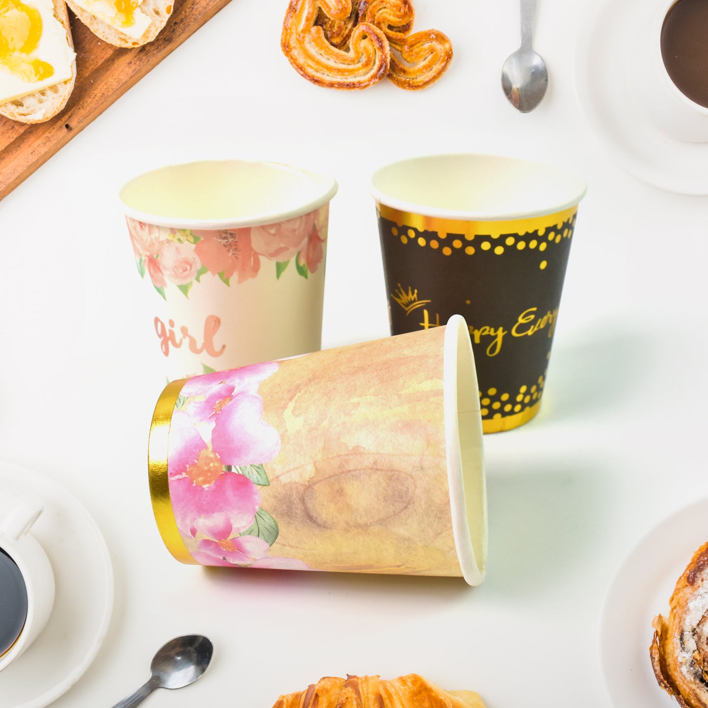 Disposable Paper Cups Disposable Tea Coffee Cups (3 Pcs Set Mix Color)