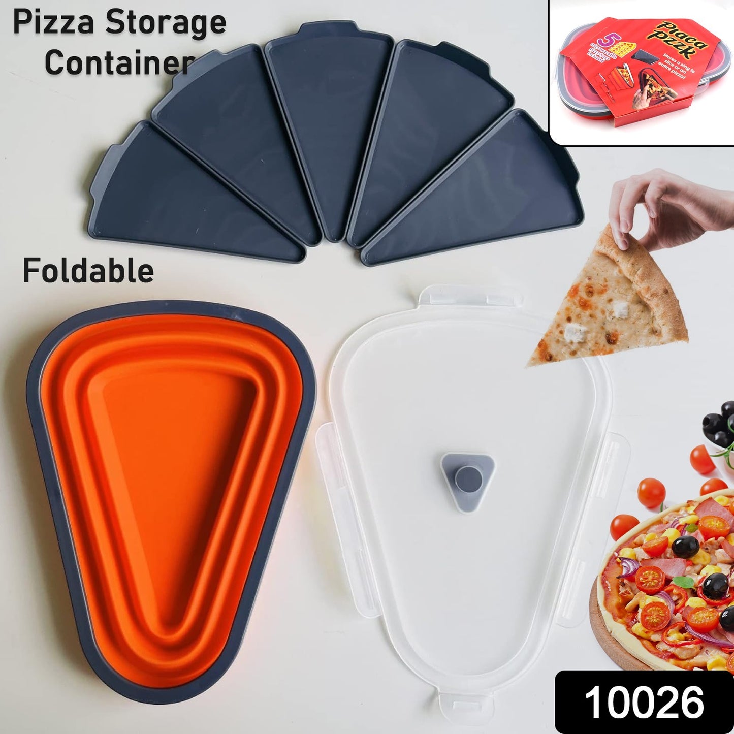 Reusable Pizza Storage Containers With 5 Microwavable Serving Trays Silicone Container Expandable Adjustable For Packing Pizza At Home Outdoor