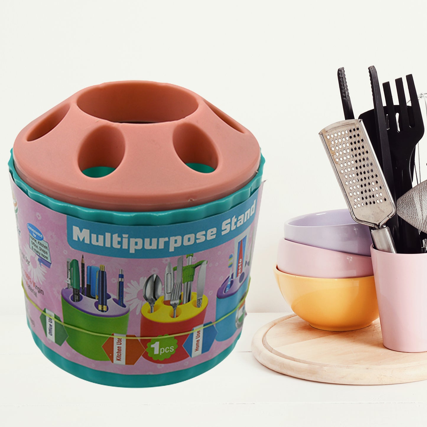 Plastic Round Multi-purpose Toothpaste Stationary Pen Pencil Holder Mini Desk Office Desktop Stationery Organizer Bathroom Shelves For Adults Multifunctional (1 Pc)