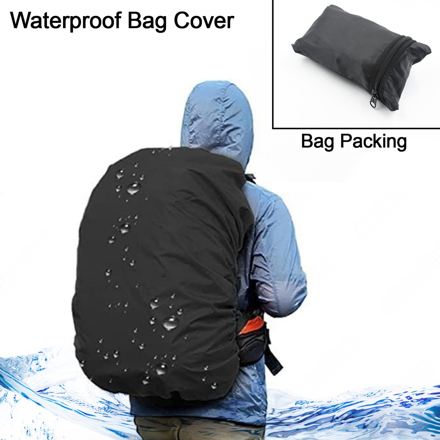 Heavy Waterproof Nylon Rain Cover dust Cover - Elastic Adjustable For Laptop Bags And Backpacks School Bag Waterproof Cover Dust Proof Backpack Laptop Bag Cover (1pc)