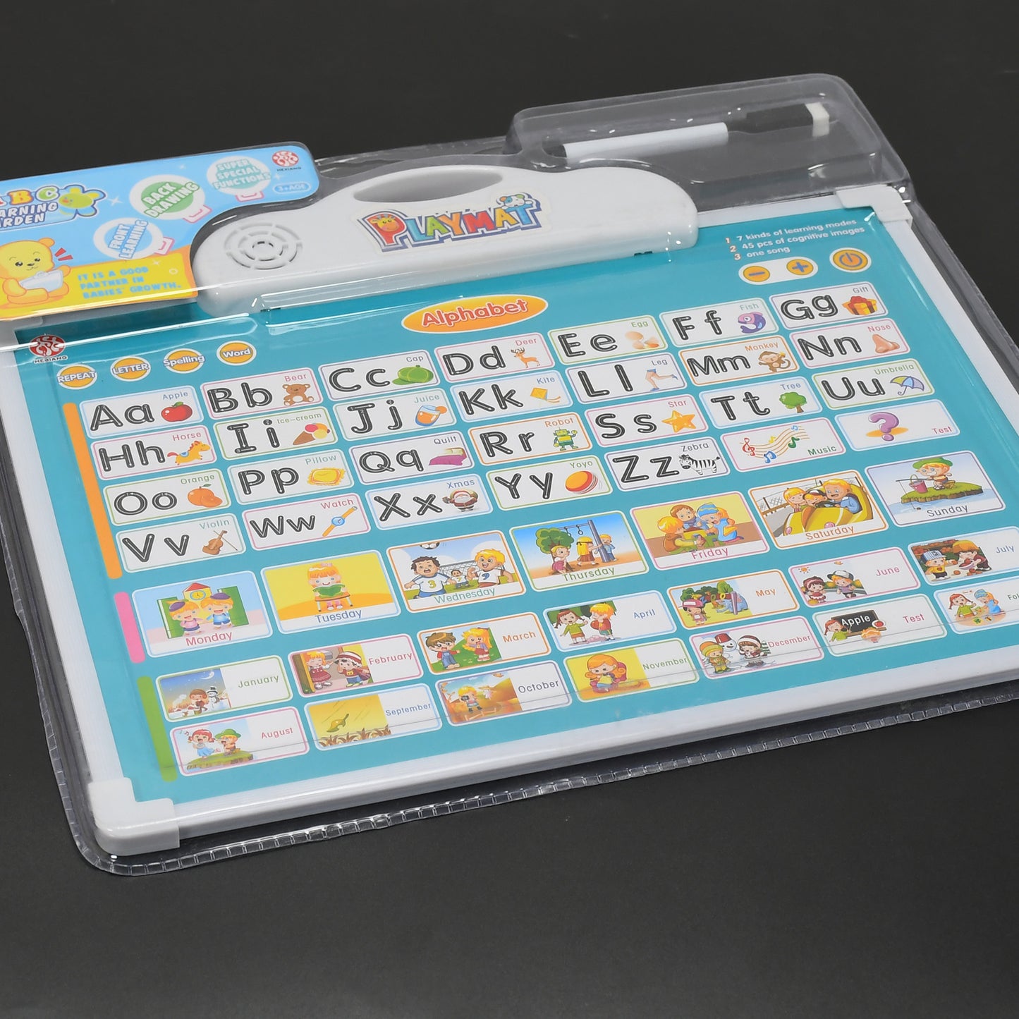 Learning Board 2in1 - Educational Pad For Kids Musical Board For Alphabet Abc Learning Toy Play Mat Drawing With One Doodle Pen