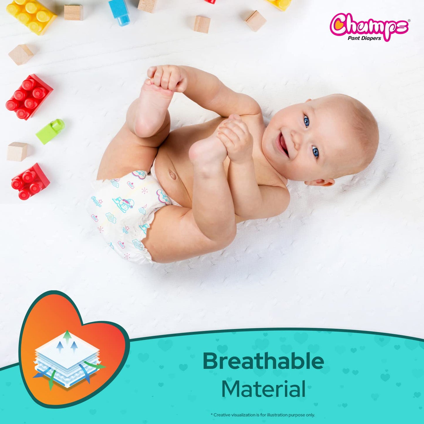 Champs Soft And Dry Baby Diaper Pants 62 Pcs (Large Size)