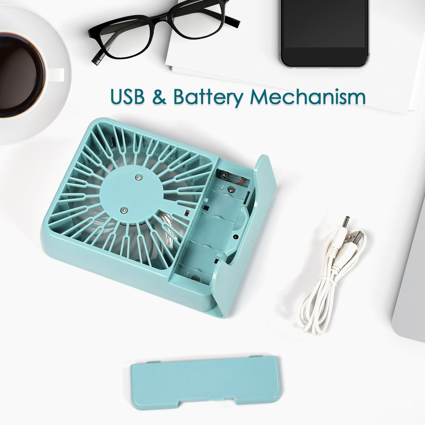 Portable Desk Fan Big Table Fan 3 Step Speed Setting Fan Personal Desk Fan Suitable For Office School Home Use (Battery Not Include)
