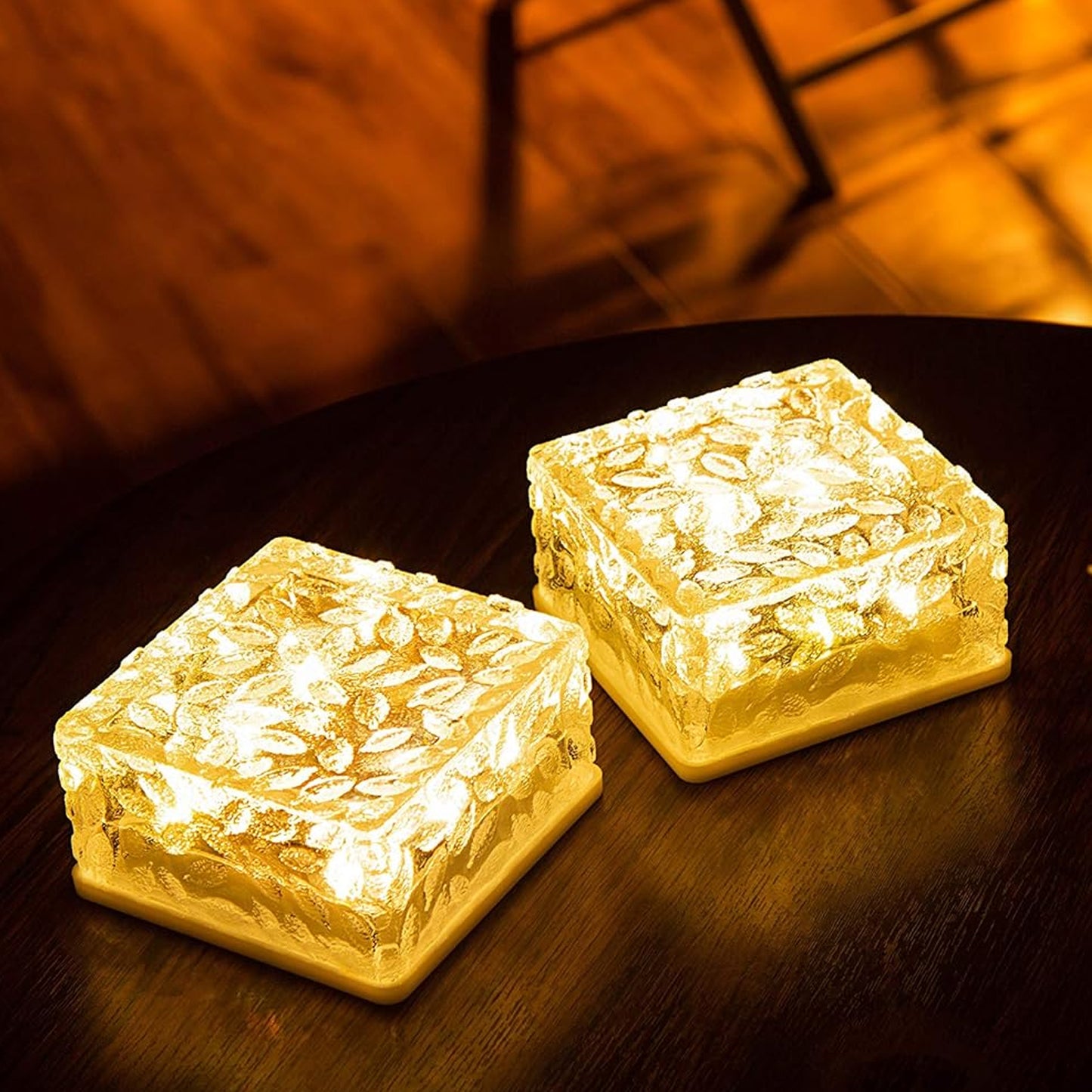 Solar Ice Cube Shaped Garden Light Ice Cube Shaped Garden Warm Light Outdoor Solar Garden Decorative Lights For Walkway Pathway Backyard Christmas Decoration Parties