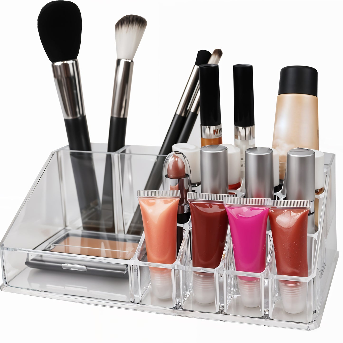 16 Compartment Cosmetic Makeup Jewellery Lipstick Storage Organiser Box Cosmetic Storage Box Make-up Lipstick Organizer Lipstick Holder Case Transparent