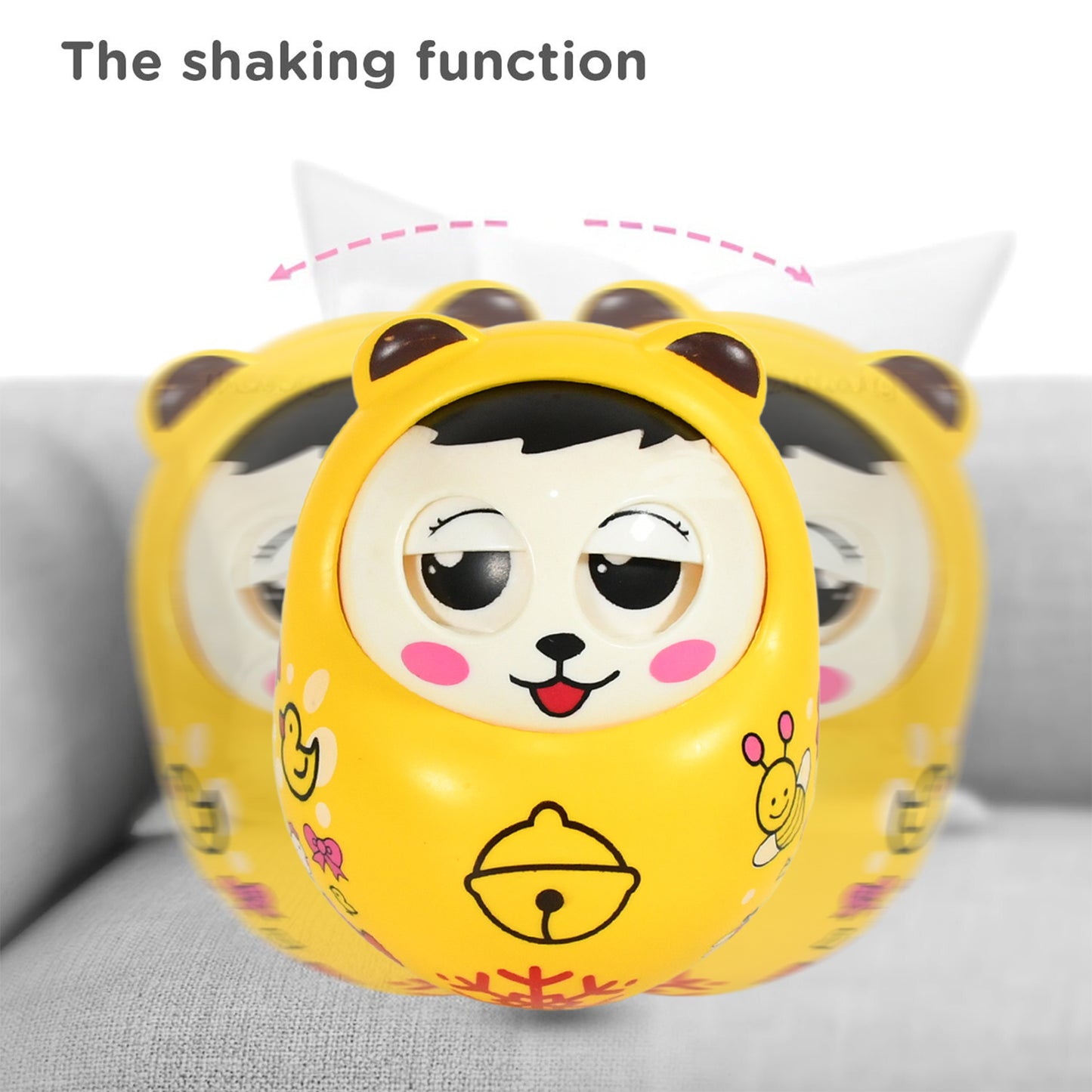 Musical Roly Poly Toys For Baby Push And Shake Wobbling Toy With Music Tumbler Doll Toy For Babies Sound Balancing Doll Toys For Baby Boys Girls 8+ Months Multicolor (1 Pc)