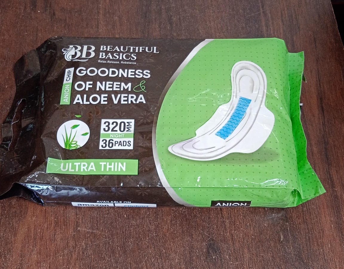 Sanitary Pads For Women With Goodness Of Neem Aloe Vera Ultra Thin Leakage Protection Ph Balance With Antibacterial Anion Chip 5x More Absorbance (320 Mm 36 Pads)