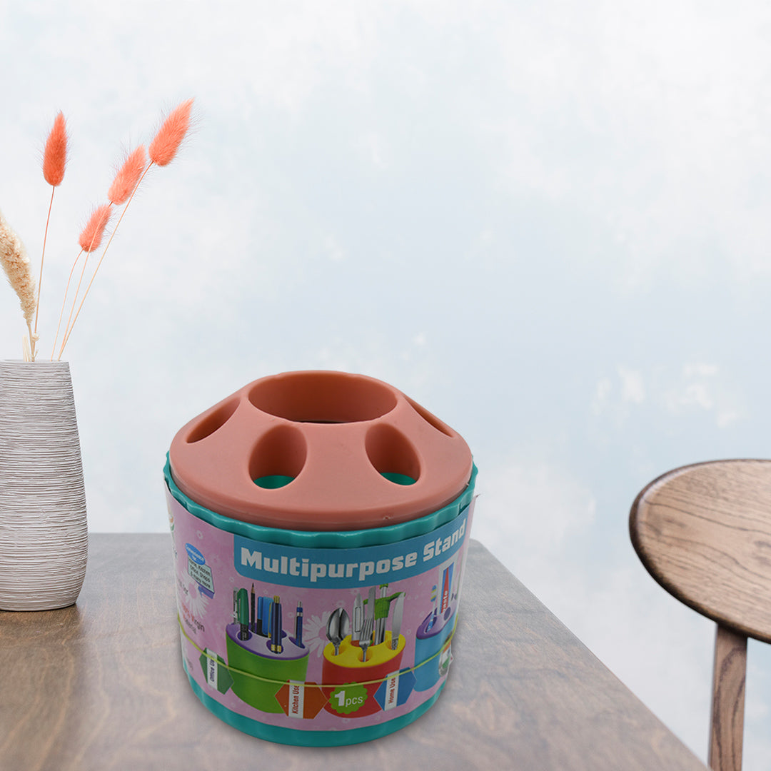 Plastic Round Multi-purpose Toothpaste Stationary Pen Pencil Holder Mini Desk Office Desktop Stationery Organizer Bathroom Shelves For Adults Multifunctional (1 Pc)