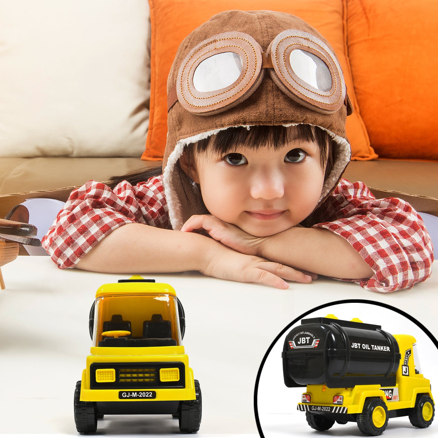 Big Size Heavy Duty Unbreakable Friction Powered With Engine Sound While Running Non Electric Toy Tempo Oil - Water Tanker Vehicle Truck For Kids Size