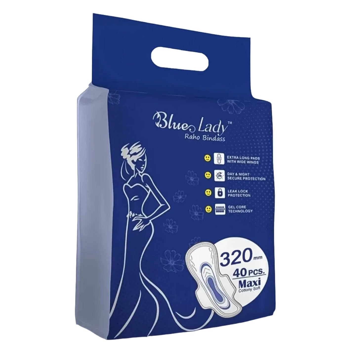 Blue Lady Extra Long Pads With Wides Wings Sanitary Pads 320 Mm 40-pack