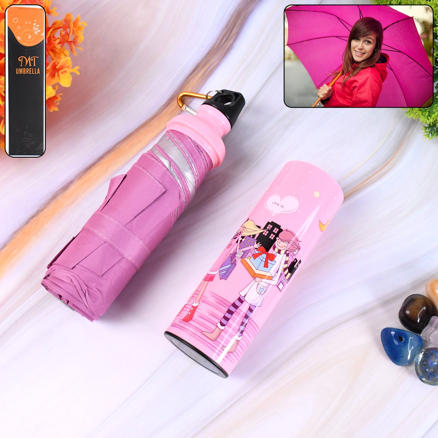 4 Fold Foldable Bottle Summer Umbrella For On-the-go (1 Pc Mix Color)