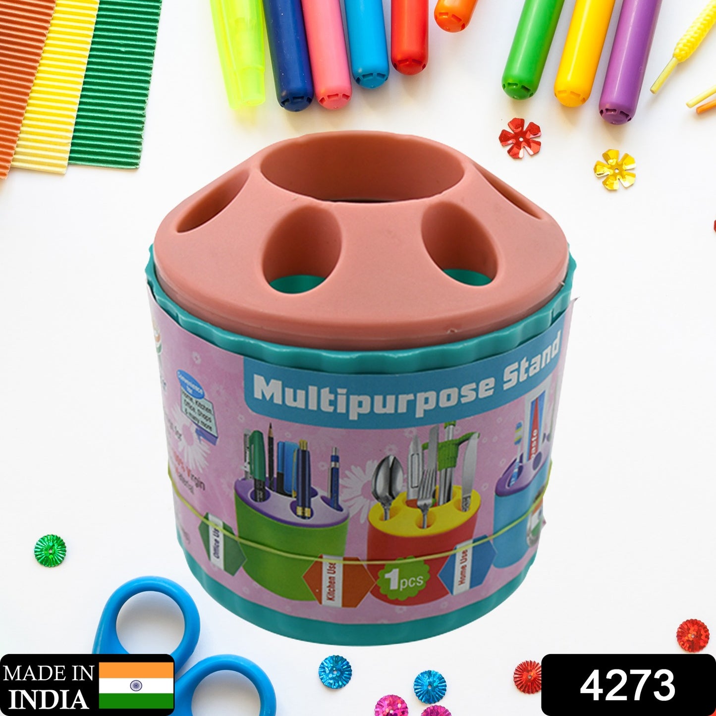 Plastic Round Multi-purpose Toothpaste Stationary Pen Pencil Holder Mini Desk Office Desktop Stationery Organizer Bathroom Shelves For Adults Multifunctional (1 Pc)