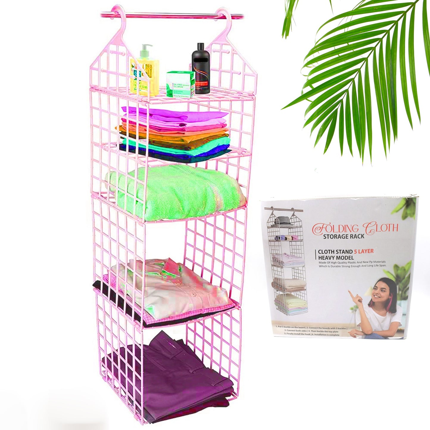 Multipurpose 5 Layer Folding Clothes Storage Rackscloset For Students Wardrobe Shelves Socks Scarf T-shirt Etchanging Organizer Storage Holders Racks