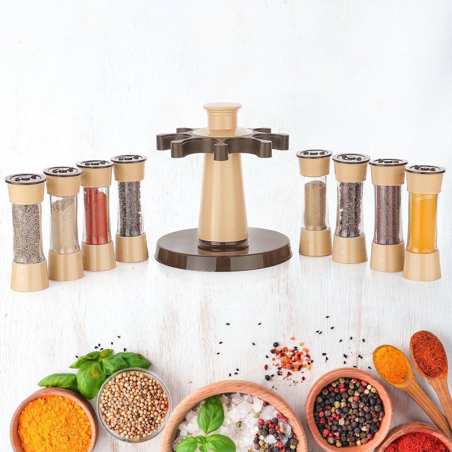 Revolving Spice Rack For Kitchen And Dining Table 8 Spice Jars
