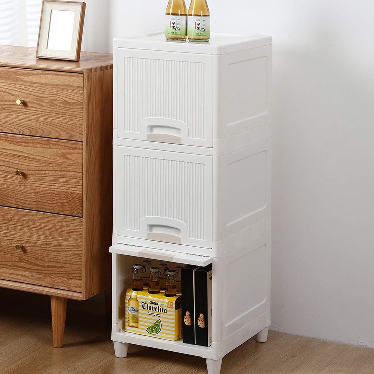Multipurpose Storage Cabinet Storage Solutions Plastic Drawers Multi Layer Wardrobe Storage Drawers Foldable Multipurpose Drawer Units For Kitchen Bathroom Bedroom Cloth (3layer)