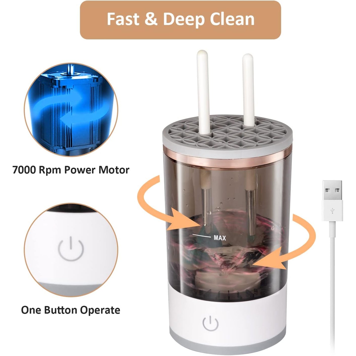 Automatic Makeup Brush Cleaner Fast Electric Brush Cleaner Hand Free Machine Super Clean Brush Washer Brushes Organizer Tool (1 Pc)