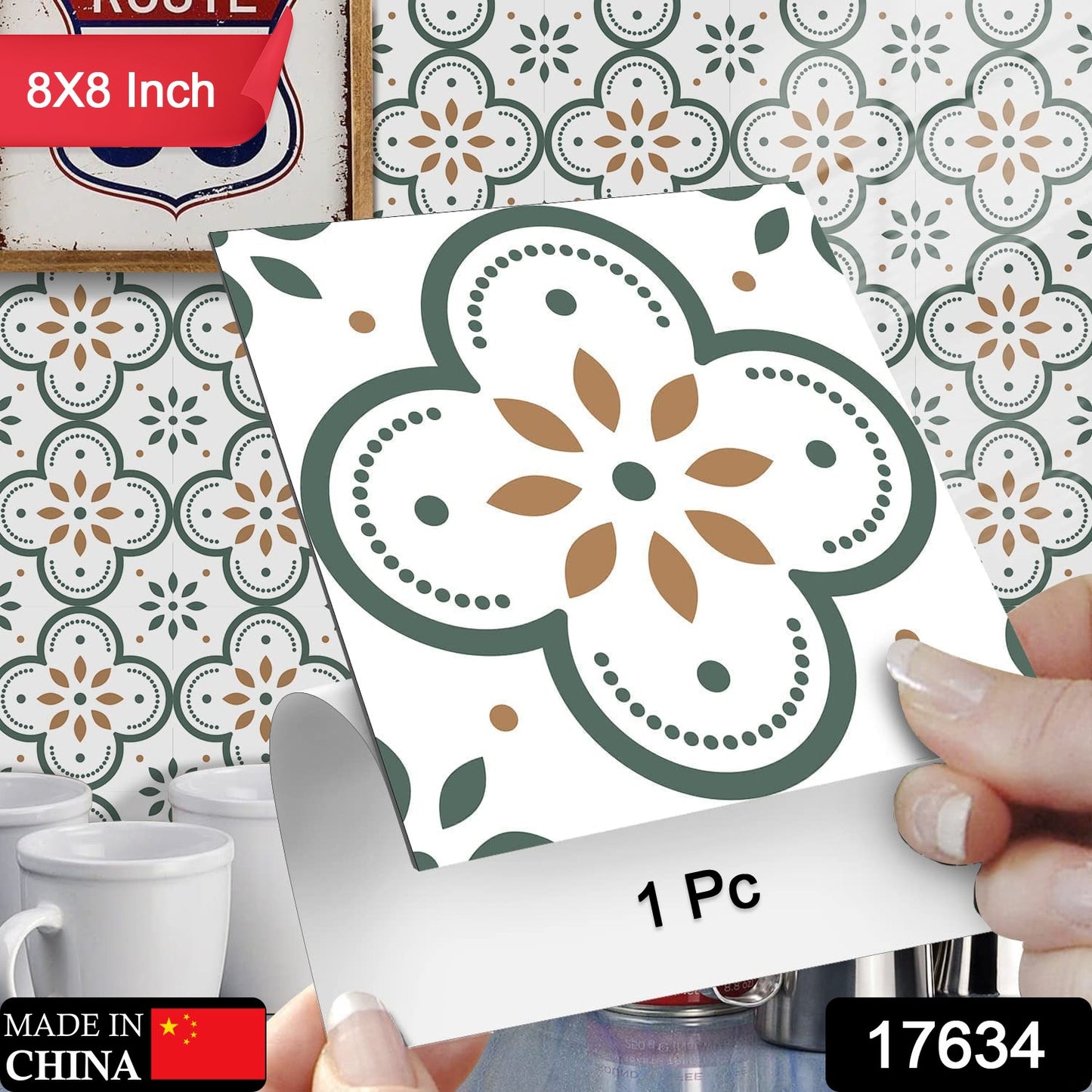 Peel And Stick Floor Tiles Kitchen Bathroom Backsplash Sticker Detachable Waterproof Diy Tile Stickers For Wall Decoration Tiles Home Decoration (8x8 Inch 1 Pc Tiles)