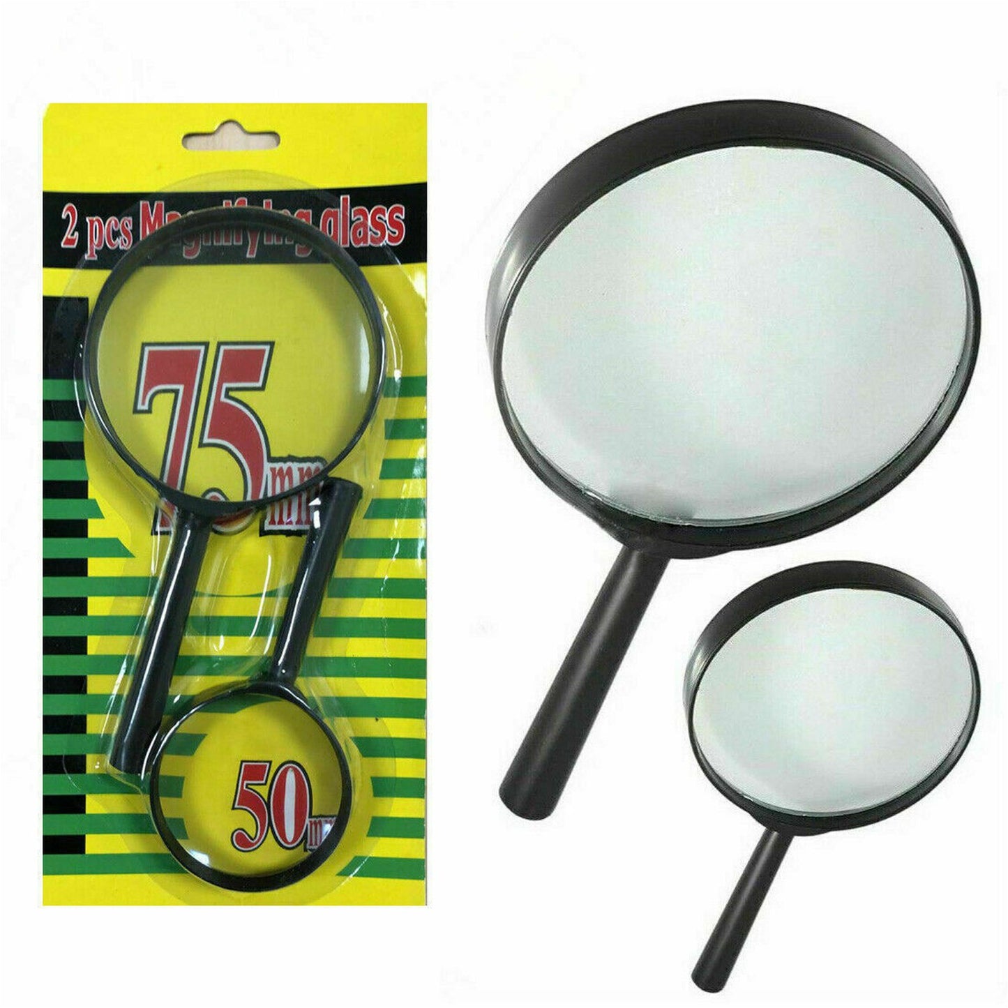 Magnifying Glass Lens - Reading Aid Made Of Glass - Real Glass Magnifying Glass That Can Be Used On Both Sides - Glass Breakage-proof Magnifying Glass Protect Eyes 75mm 50mm (2pc Set)