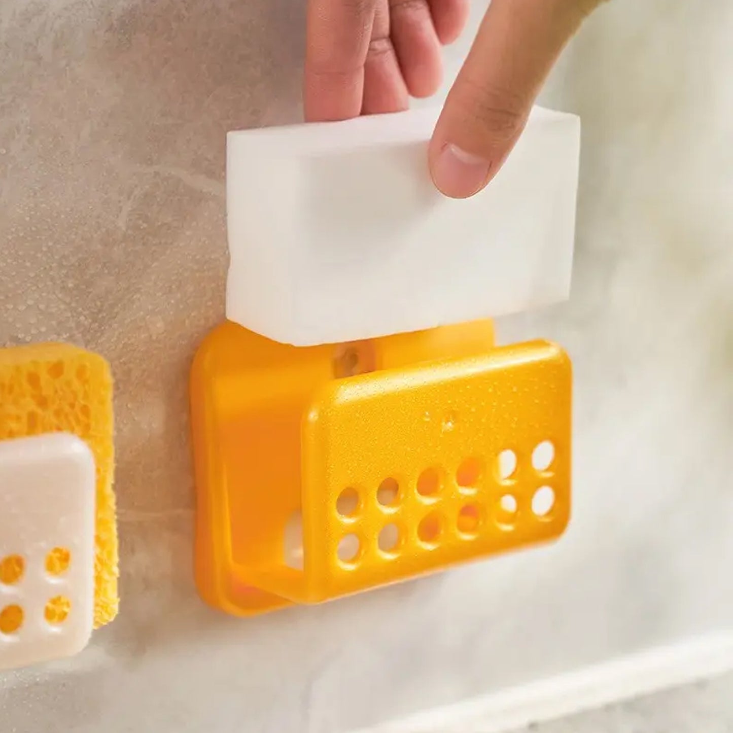Self Adhesive Sponge Holder No-drilling Soap Holder For Shower Bathroom Kitchen Sponge Holder - Kitchen Sink Organizer - Sink Caddy - Soap Holder - Spoon Rest - Multipurpose Use