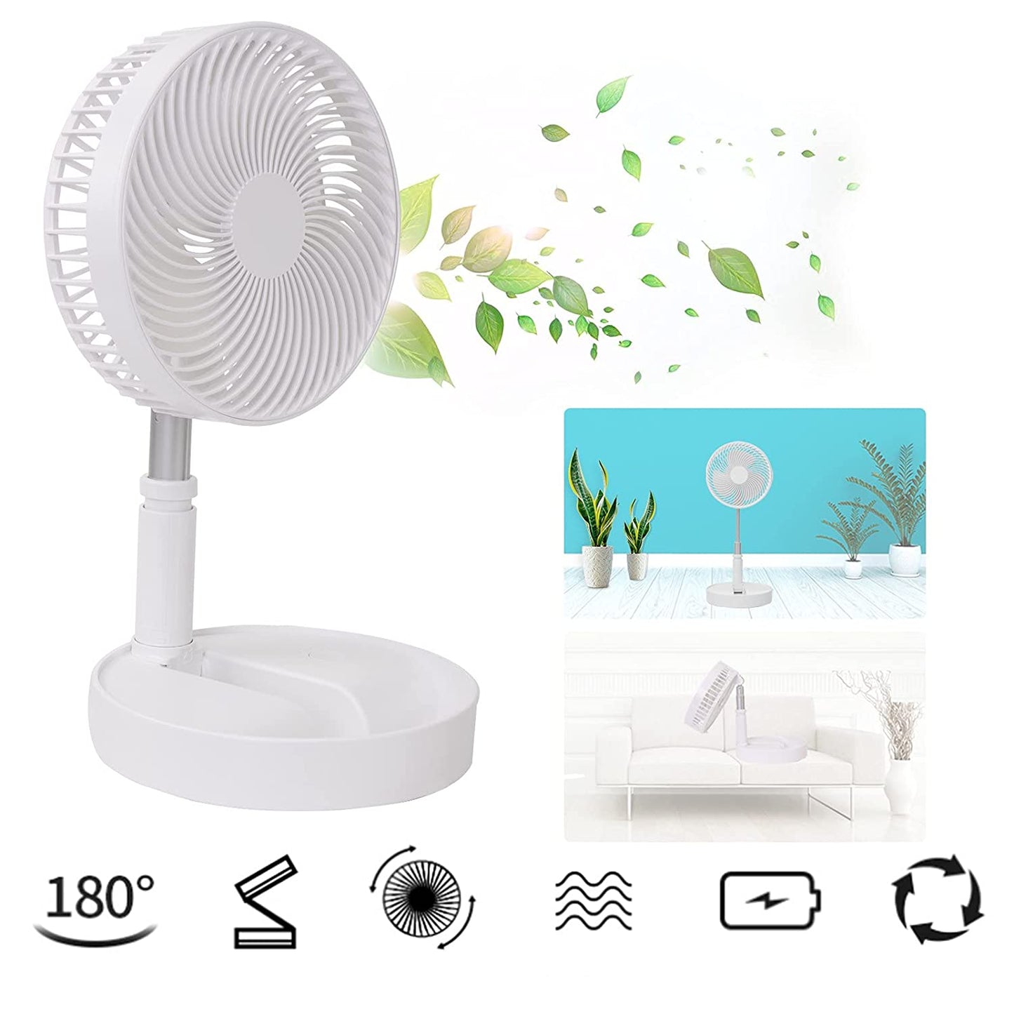 Telescopic Electric Desktop Fan Height Adjustable Foldable Portable For Travelcarry Silent Table Top Personal Fan For Bedside Office Table (Battery Not Include)