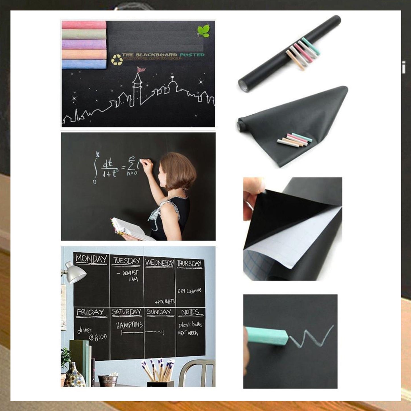 Blackboard Erasable Wall Sticker Chalkboard Sticker Removable Blackboard Wall Stickers Mural For Kids Room