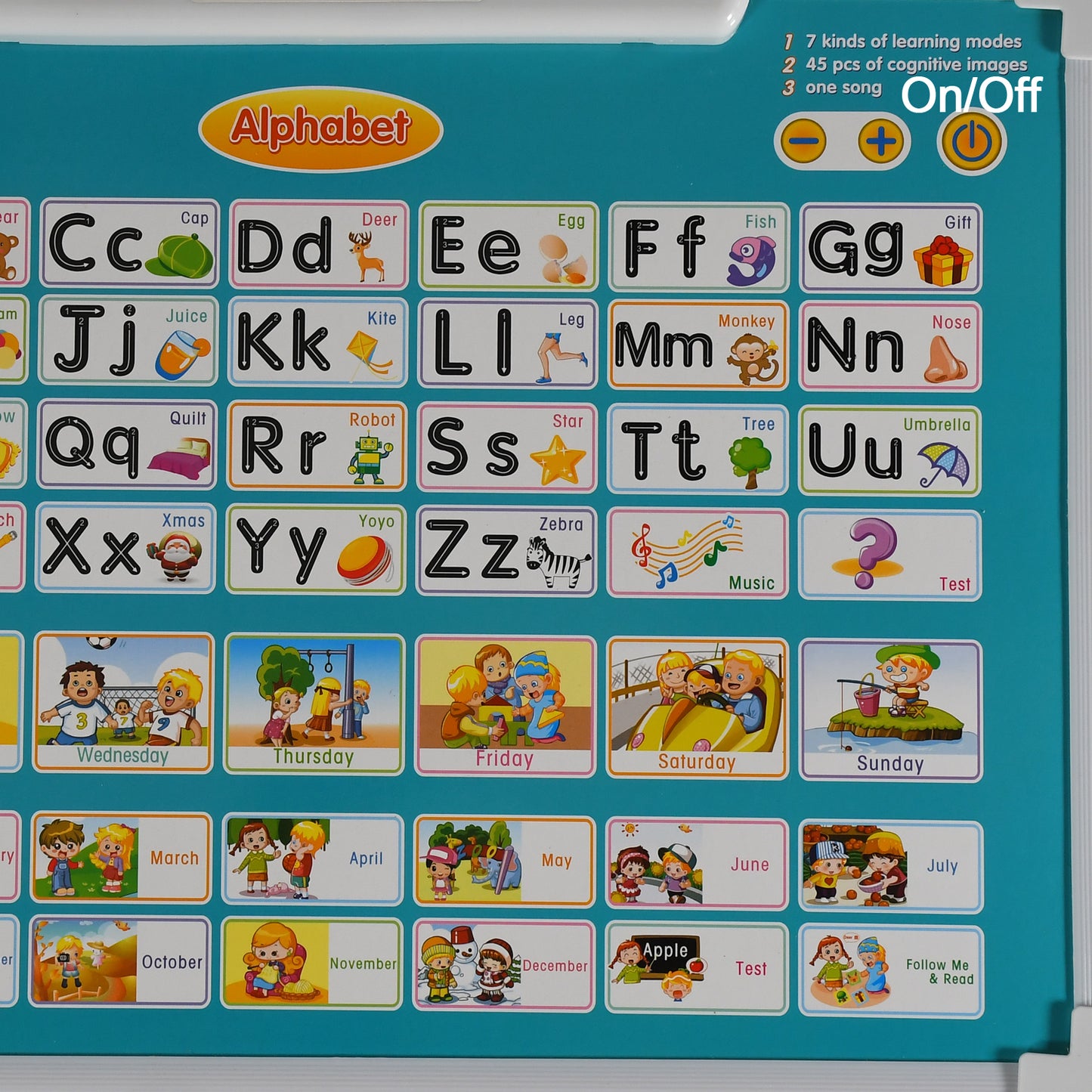 Learning Board 2in1 - Educational Pad For Kids Musical Board For Alphabet Abc Learning Toy Play Mat Drawing With One Doodle Pen