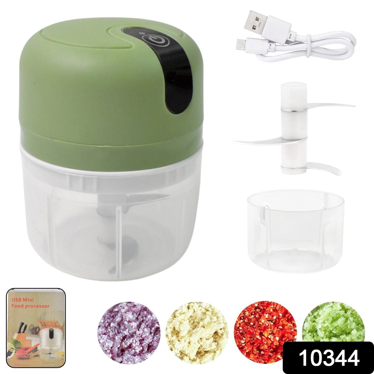 Wireless Usb Rechargeable Mini Electric Garlic Machine Chopper 3 Blades (250ml)