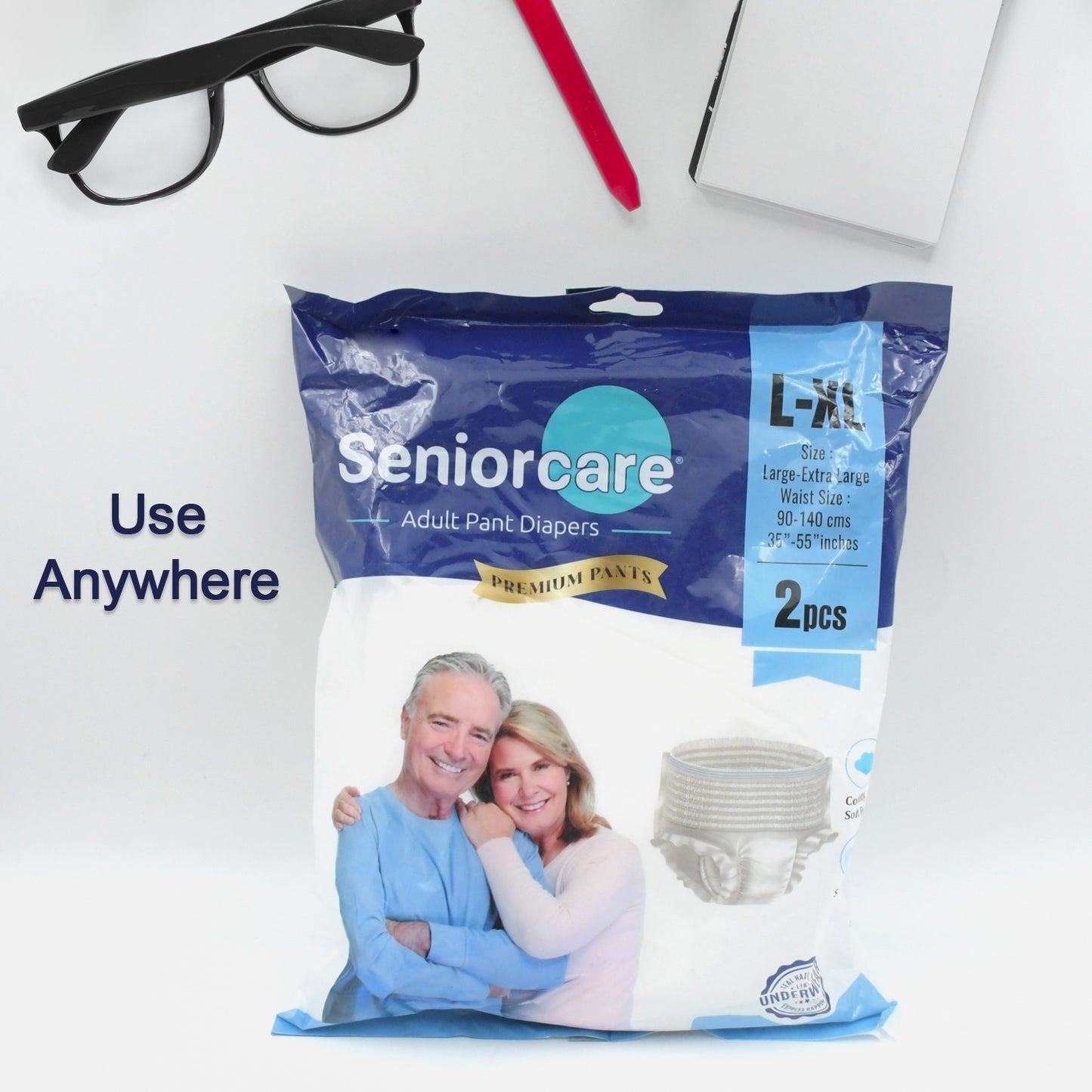 Large - Extra Large Senior Care Adult Pull Up Diaper Pants (Waist Size (90-140 Cm 35 -55 Inch) Adult Diapers ( Large - Extra Large L-xl2pc)