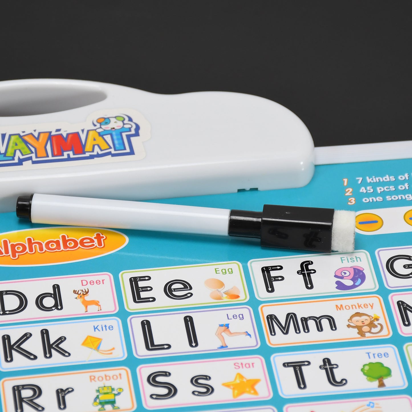 Learning Board 2in1 - Educational Pad For Kids Musical Board For Alphabet Abc Learning Toy Play Mat Drawing With One Doodle Pen