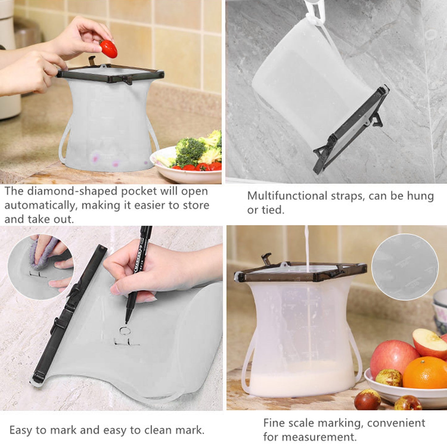 Reusable Silicone Food Storage Bag 3 Bag Set Leakproof Lock Reusable Flat Bottom Freezer Bags Sandwich Bags Silicone Food Grade Kids Snack Bags Bpa Free Microwave Dishwasher Safe