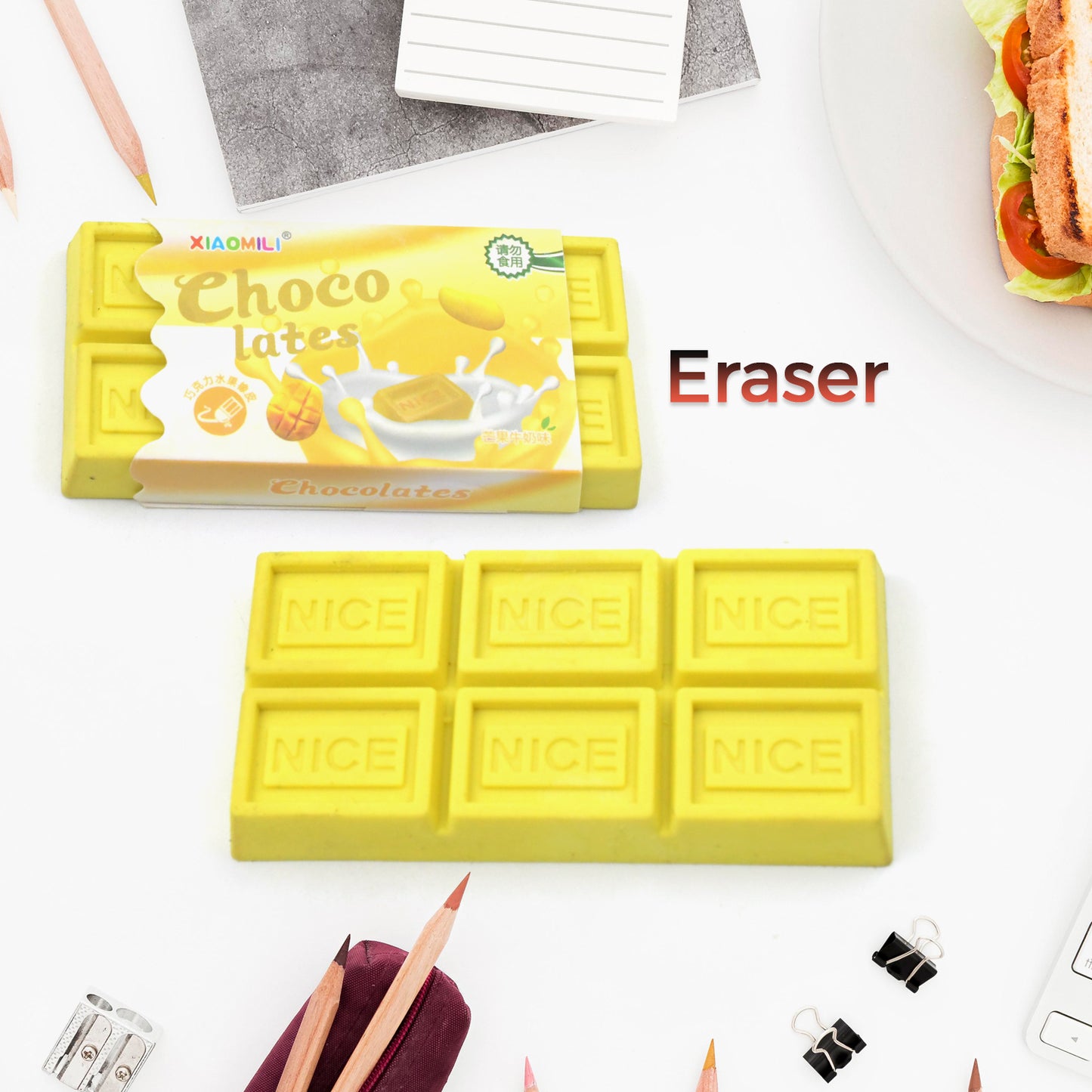Chocolate Shaped Erasers Soft Pencil Erasers Supplies For Office School Students Drawing Writing Classroom Rewards For Return Gift Birthday Party School Prize