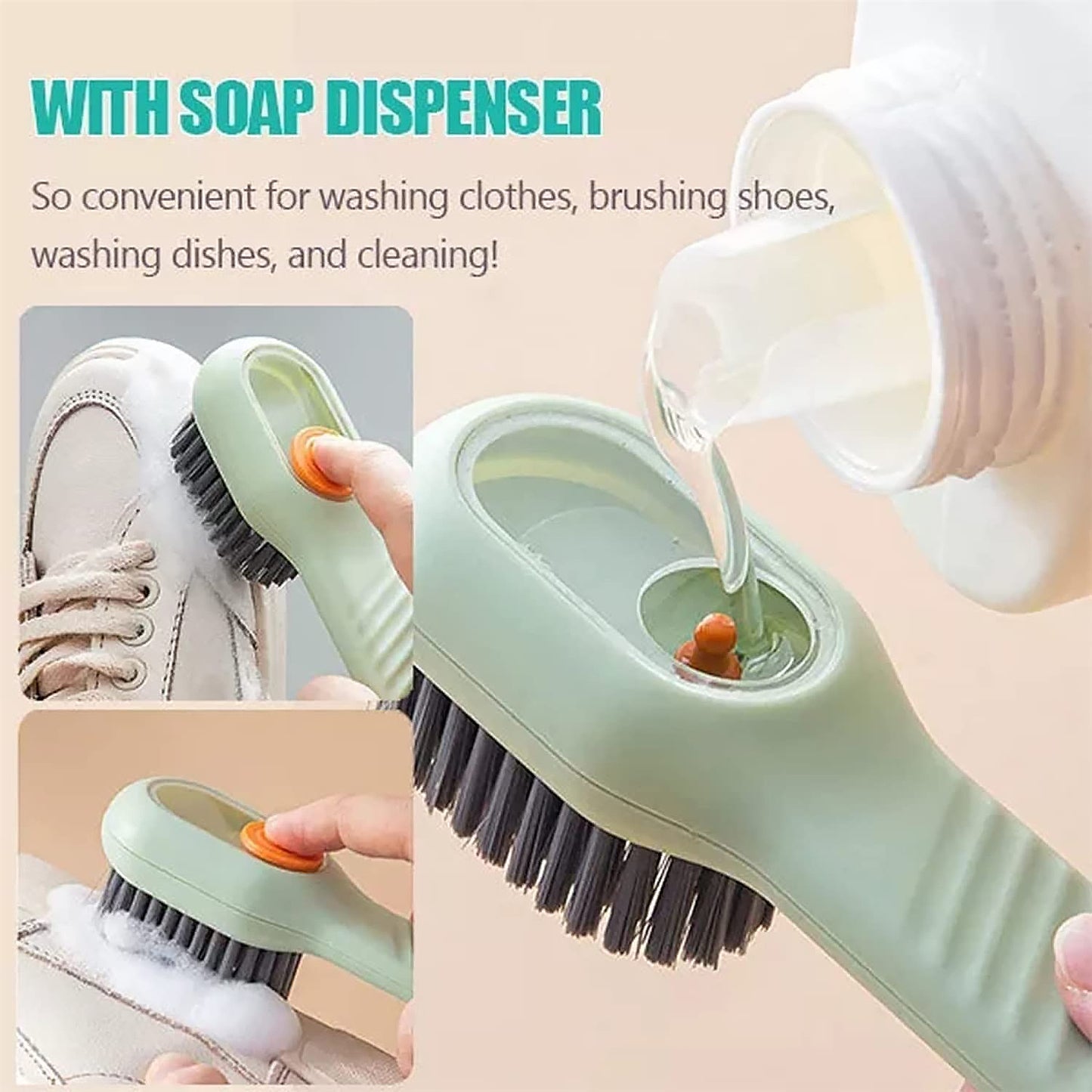 Multifunctional Scrubbing Brush With Liquid Soap Dispenser Cleaning Brush With Liquid Soap Dispenser Shoe Brush For Cleaning Cloth Cleaning Brush With Handleliquid Shoe Brush For Shoe Clothes (1 Pc)