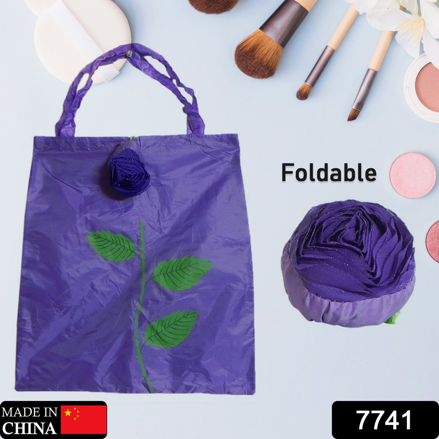 Foldable Bag Cute Rose Shape Cover Reusable Bag Naylon Bag Nylon Shopping Carry Bags Large Reusable Foldable Bag Eco Friendly Shopping Folds To Pocket Size Tote Grocery Shoulder Handbag Travel Bag (1pc)